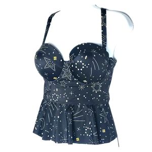 Black Bathing Suit Top Star and Moon